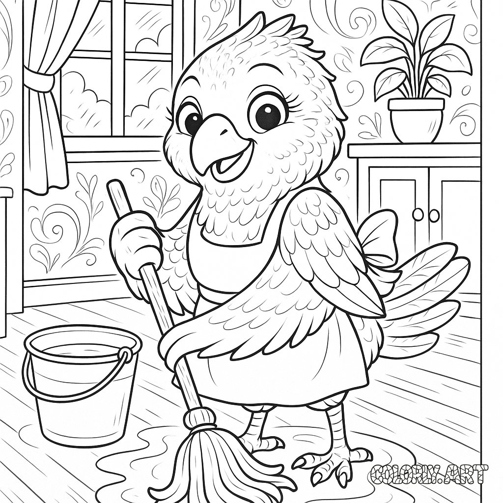 Bird Creature Doing Housework
